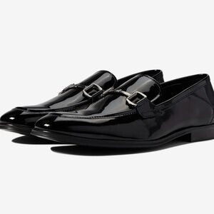 Steve Madden Glossy Black Loafers with Buckle
